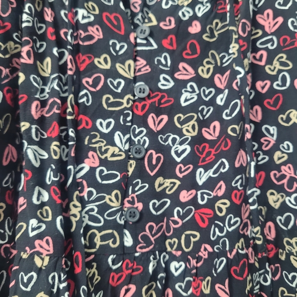 LOFT Black Long Sleeve Dress with Red and Cream Heart Print - Picture 5 of 6